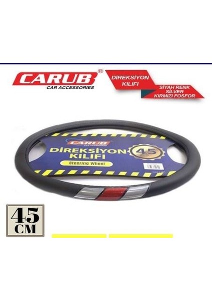 Carub Direksiyon Kılıf 45CM Siyah Sedef Kırmz Fosf