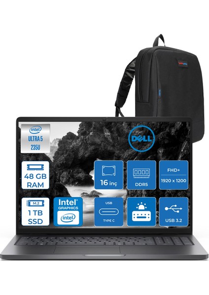 Pro 16 Intel Core Ultra 5 235U 4.9ghz 48GB Ddr5 1tb SSD Freedos Intel® Aı Boost 16 Inç IPS Fullhd+ (1920X1200) Taşınabilir Bilgisayar PC16250BTO105F23 + Zetta Çanta