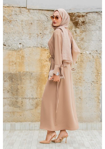 Krep Anvelop Bağlamalı Etek Bluz Takım-Taba modelleri