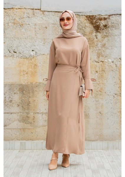 Krep Anvelop Bağlamalı Etek Bluz Takım-Taba indirimleri