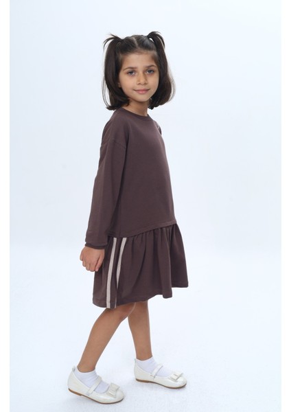 Kız Çocuk Şeritli Kalp Nakışlı Elbise fırsatları