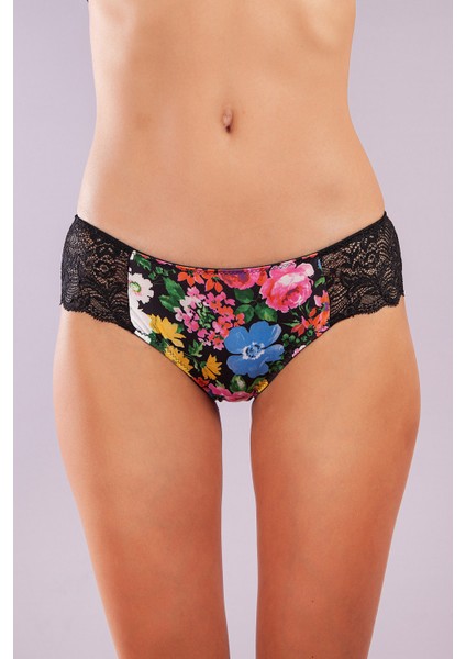 Golshan Garden Boy Short, Kadın Dantelli Çiçek Baskılı Şort Külot