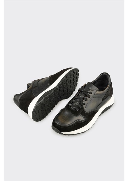 Siyah Deri Erkek Spor Ayakkabı modelleri