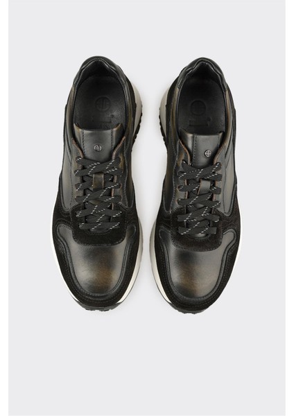 Siyah Deri Erkek Spor Ayakkabı fırsatları