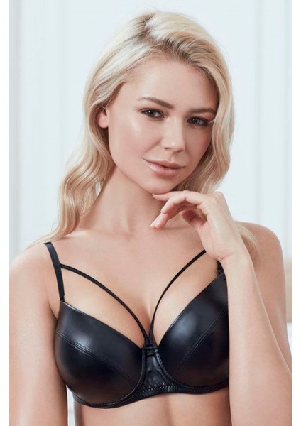 Deri Görünümlü Balenli Destekli Dolgulu Askıları Çıkabilen Yaka Detaylı Çıkabilen Yaka Aksesuarlı Sütyen ve Slip Takım fiyatları