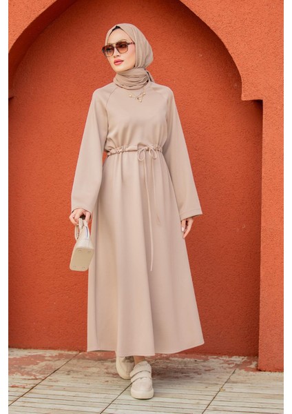 Royal Pufy Dalgıç Relax Elbise-Bej