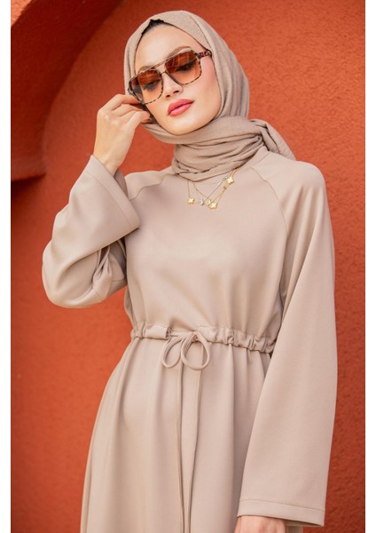 Royal Pufy Dalgıç Relax Elbise-Bej fiyatları