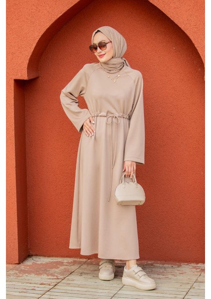 Royal Pufy Dalgıç Relax Elbise-Bej modelleri