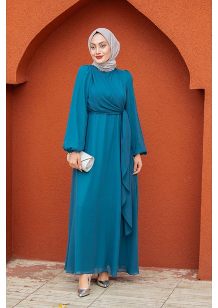 Narin Mat Şifon Tesettür Abiye-Petrol fırsatları