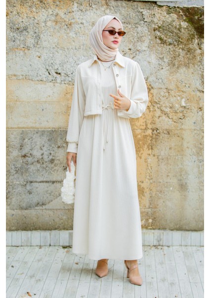 Missa Fitilli Ceket Jile Elbiseli Takım-Bej modelleri