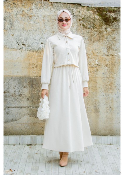 Missa Fitilli Ceket Jile Elbiseli Takım-Bej fırsatları