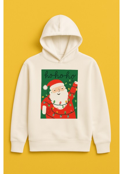 Yılbaşı Temalı Noel Baba Baskılı Kapüşonlu 3 Iplik Şardonlu Sweatshirt – Özel Koleksiyo fiyatları