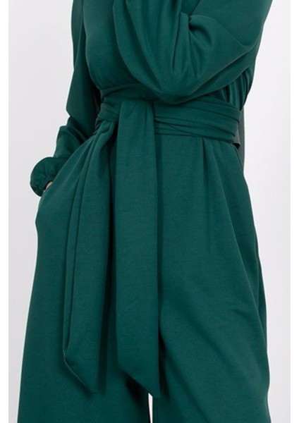 Geniş Kuşak Dolamalı Tesettür Tulum- Zümrüt fırsatları