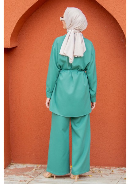 Mist Krep Tunik Pantolon Takım-Mint modelleri