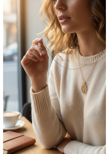 Hayat Ağacı Şans 14 Ayar Altın Kolye modelleri