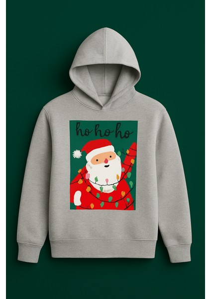 Yılbaşı Temalı Noel Baba Baskılı Kapüşonlu 3 Iplik Şardonlu Sweatshirt – Özel Koleksiyo fiyatları