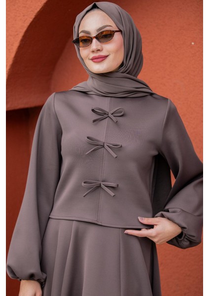 Fiyonk Detaylı Pufy Dalgıç Etek Bluz Takım-Khv fiyatları