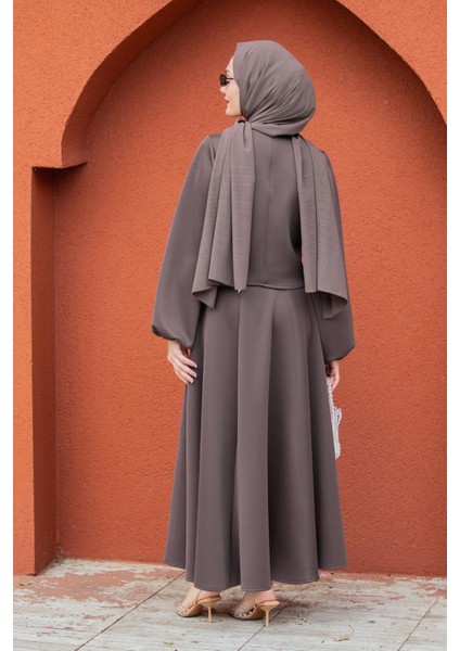 Fiyonk Detaylı Pufy Dalgıç Etek Bluz Takım-Khv modelleri