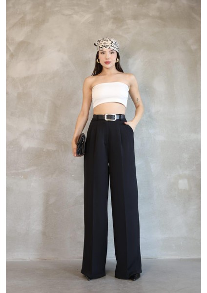 Kadın Palazzo Pileli Pantolon Ithal Doubleface Kumaş Yüksek Kaliteli Ürün Yüksek Bel Kemerli modelleri