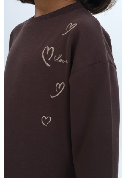 Kız Çocuk Şeritli Kalp Nakışlı Elbise modelleri