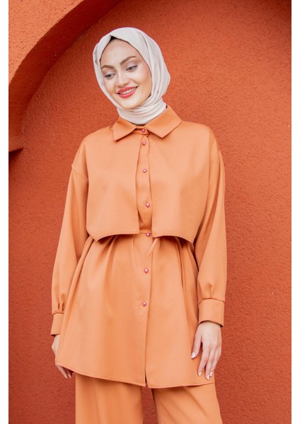 Mist Krep Tunik Pantolon Takım-Turuncu fiyatları