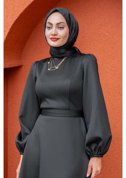 Luvi Pufy Dalgıç Balon Kollu Elbise-Siyah fiyatları