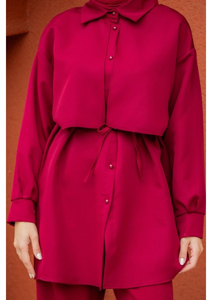 Mist Krep Tunik Pantolon Takım-Bordo fiyatları