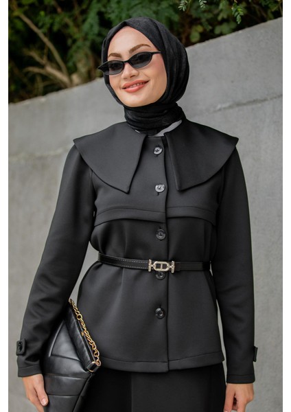 Pufy Dalgıç Ceket Etek Kemerli Takım-Siyah fiyatları