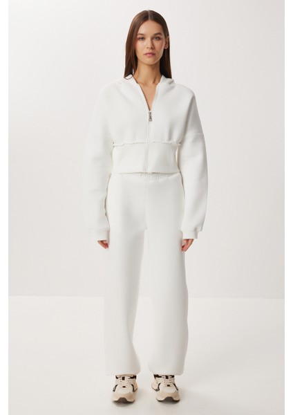 Fermuarlı Şardonlu Örme Alt-Üst Takım LDM0018 Ekru modelleri