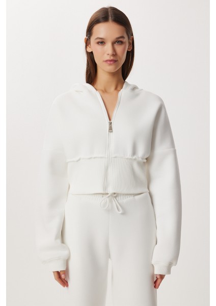 Fermuarlı Şardonlu Örme Alt-Üst Takım LDM0018 Ekru indirimleri