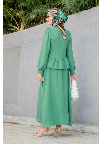Emy Krep Fırfır Bluz Etekli Takım-Mint modelleri