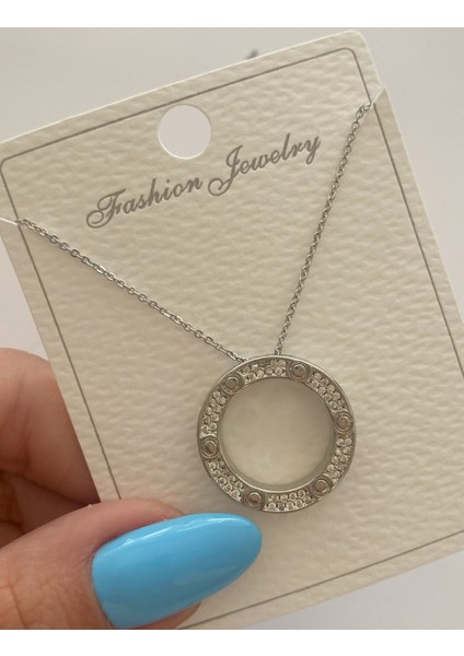 Gümüş Yuvarlak Çelik Kolye