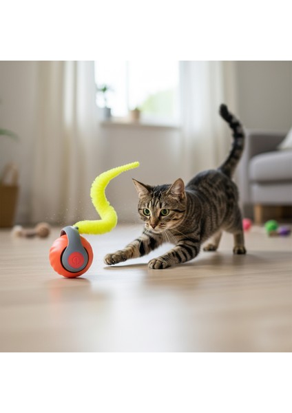 Otomatik Yuvarlanan Top Kedi Oyuncağı Turuncu H120 fırsatları