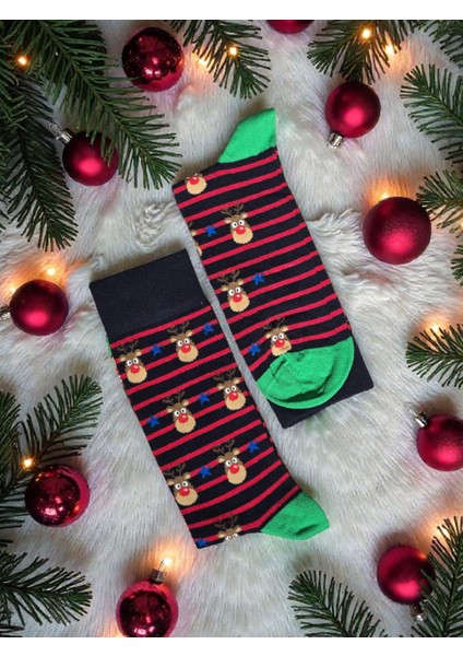 - Yılbaşı Temalı Unisex Çorap – Desenli Özel Tasarım (Hediye Paketli)