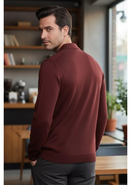 Polo Yaka Yarım Fermuarlı Erkek Triko Kazak P-00013251 fiyatları