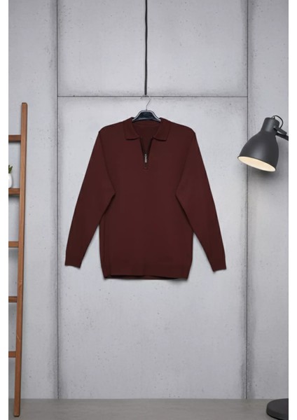 Polo Yaka Yarım Fermuarlı Erkek Triko Kazak P-00013251 modelleri