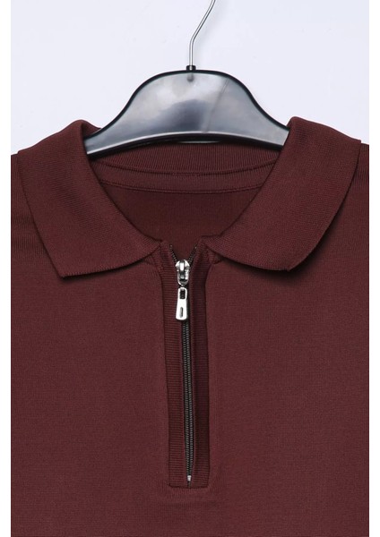 Polo Yaka Yarım Fermuarlı Erkek Triko Kazak P-00013251 fırsatları