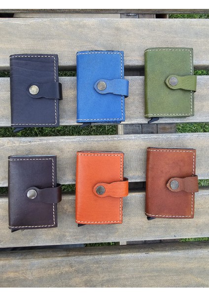 Mekanizmalı Hakiki Deri Akıllı Cüzdan Kartlık