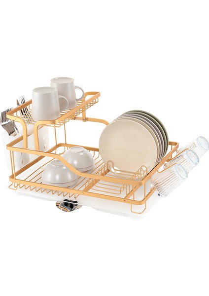 Bianka Paslanmaz Alüminyum Iki Katlı Bulaşıklık - Altın