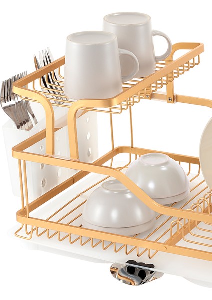 Bianka Paslanmaz Alüminyum Iki Katlı Bulaşıklık - Altın modelleri