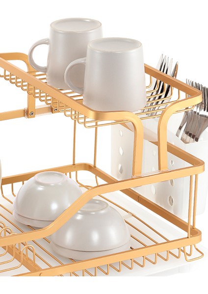 Bianka Paslanmaz Alüminyum Iki Katlı Bulaşıklık - Altın