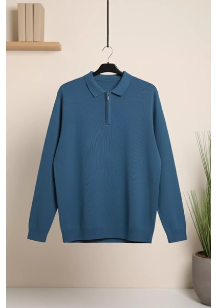 Polo Yaka Yarım Fermuarlı Erkek Triko Kazak P-00013251 modelleri