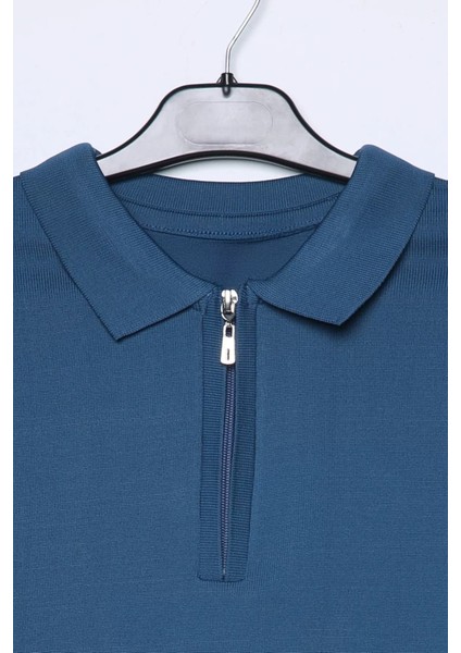 Polo Yaka Yarım Fermuarlı Erkek Triko Kazak P-00013251 fırsatları