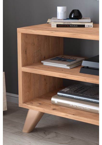 Tv Sehpası Kapaklı Tv Sehpası Raflı Tv Ünitesi Televizyon Sehpası 100 x 35 cm Malta Çam fırsatları