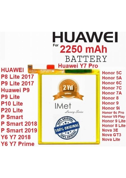 Imet Huawei P10 Lite P20 Lite Uyumlu Enjoy 7s HB366481ECW 2250 Mah Batarya Pil