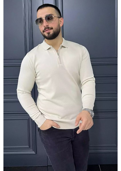 Polo Yaka Yarım Fermuarlı Erkek Triko Kazak P-00013251 fiyatları