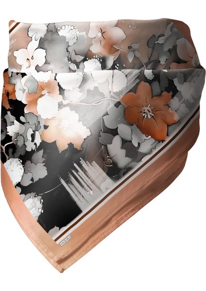 Terrakota Çiçek Desenli Bandana Fular modelleri