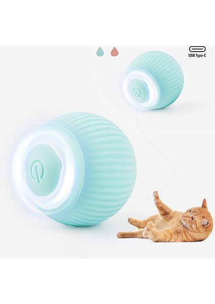 Otomatik Yuvarlanan Top Kedi Oyuncağı Mavi H121