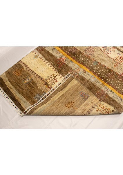 El Dokuma Afgan Halı Ağaç Desenli Krem Renk 3 Metre Kare