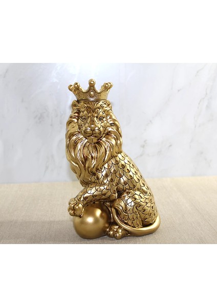 Polyester Dekoratif Taçlı Aslan Figürü ALK2574 fiyatları